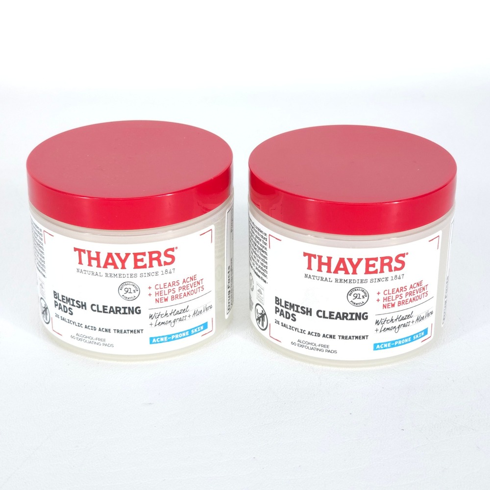 2 Thayers Blemish Clearing Pads Acne Exfoliating 60 ct ea 2027 Exp Alcohol Free